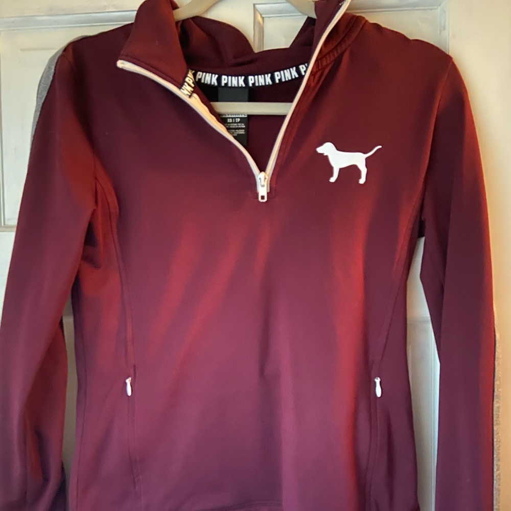 PINK maroon athletic half zip